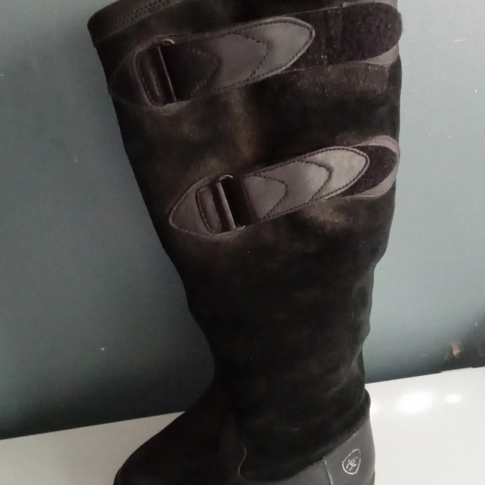 Ariat Black Leather Suede Buckle Knee High Boot Riding Equestrian Style Size 5.5